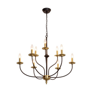 English Elm 9-Light Two Tier Metal Candelabra Chandelier Dimmable Foyer Dining Room Fixture T6202P575028