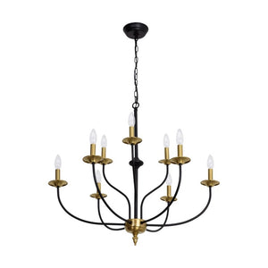 English Elm 9-Light Two Tier Metal Candelabra Chandelier Dimmable Foyer Dining Room Fixture T6202P575028