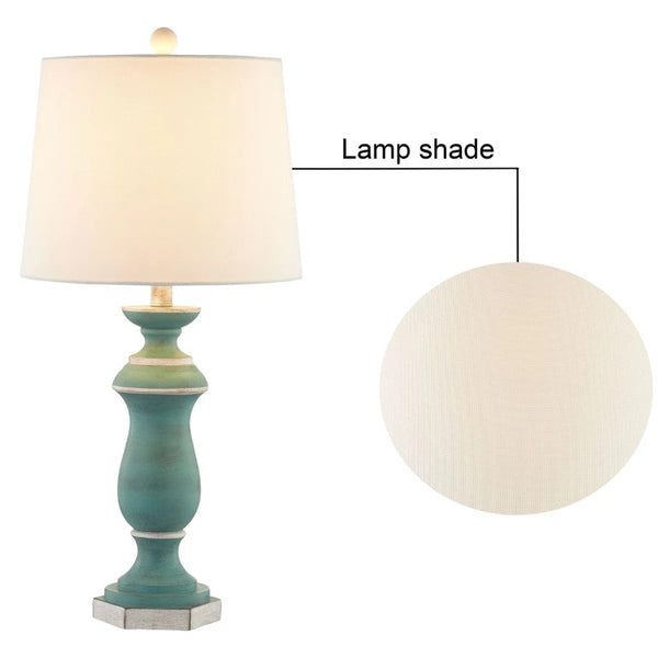 English Elm 27 Inch Farmhouse Resin Table Lamp Set of 2 with Wire Shade and 3 Way Dimming T6202P575076