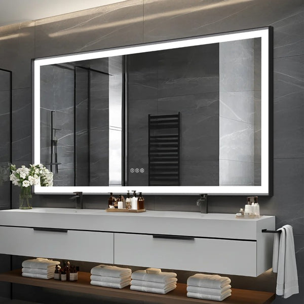 English Elm Rectangular LED Vanity Mirror with Anti Fog Tempered Glass and Adjustable Lighting T6202P575133