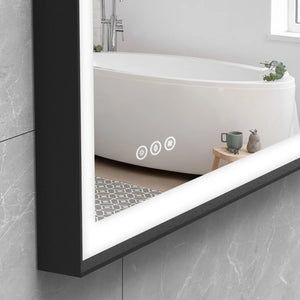 English Elm Rectangular LED Vanity Mirror with Anti Fog Tempered Glass and Adjustable Lighting T6202P575133