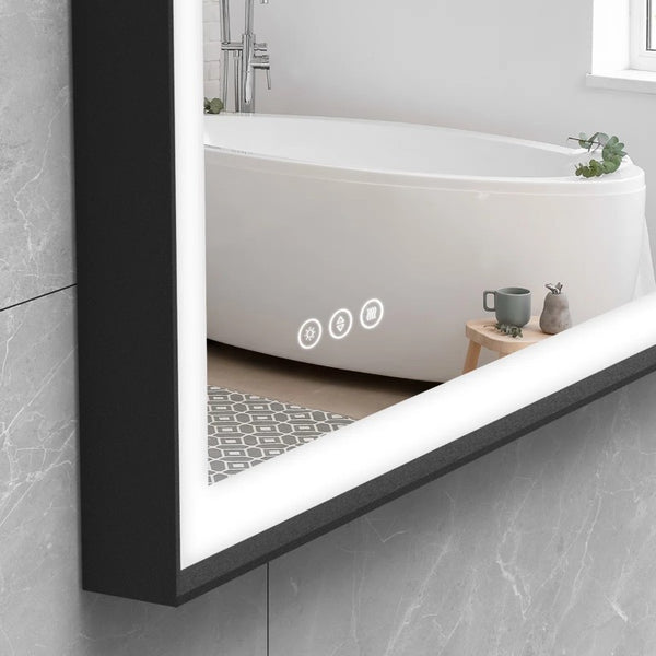 English Elm Rectangular LED Vanity Mirror with Anti Fog Tempered Glass and Adjustable Lighting T6202P575133