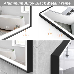 English Elm Rectangular LED Vanity Mirror with Anti Fog Tempered Glass and Adjustable Lighting T6202P575133