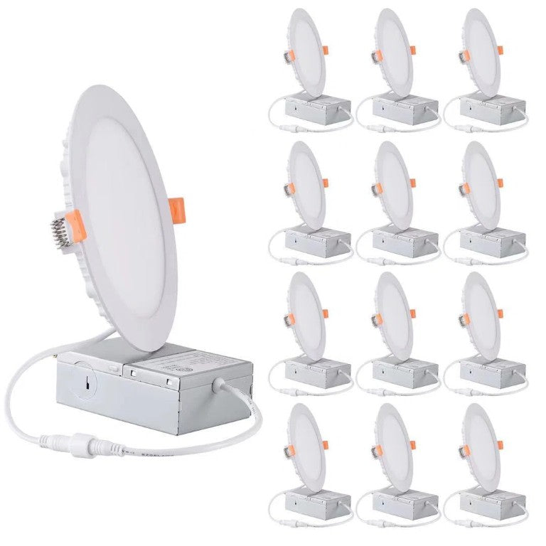 English Elm 6 Inch Slim LED Recessed Lighting Kit Set of 12 Dimmable IC Rated Airtight Fixtures T6202P578053