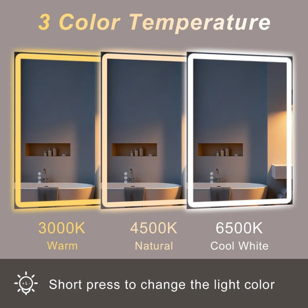 English Elm Modern Frameless LED Vanity Mirror with Anti-Fog Dimmable Front and Backlit Glow T6202P578092