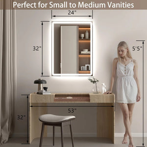 English Elm Modern Frameless LED Vanity Mirror with Anti-Fog Dimmable Front and Backlit Glow T6202P578092