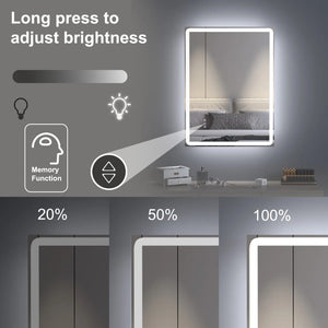 English Elm Modern Frameless LED Vanity Mirror with Anti-Fog Dimmable Front and Backlit Glow T6202P578092