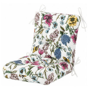 English Elm Outdoor Tufted Seat Cushions Botanical Floral Polyester Patio Dining Chair Pads with Ties Blue+Red (Botanical Floral) Set of 8 T6231P529744