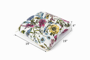 English Elm Outdoor Tufted Seat Cushions Botanical Floral Polyester Patio Dining Chair Pads with Ties Blue+Red (Botanical Floral) Set of 8 T6231P529744