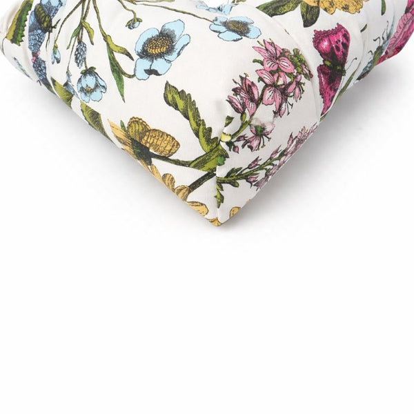 English Elm Outdoor Tufted Seat Cushions Botanical Floral Polyester Patio Dining Chair Pads with Ties Blue+Red (Botanical Floral) Set of 8 T6231P529744