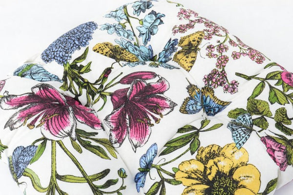 English Elm Outdoor Tufted Seat Cushions Botanical Floral Polyester Patio Dining Chair Pads with Ties Blue+Red (Botanical Floral) Set of 8 T6231P529744
