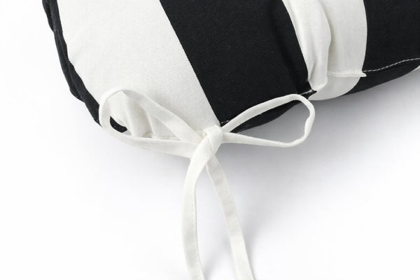 English Elm Outdoor Tufted Seat Cushions Botanical Floral Polyester Patio Dining Chair Pads with Ties White+Black (Striped) Set of 8 T6231P529746