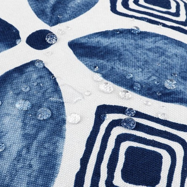 English Elm Outdoor Tufted Seat Cushions Botanical Floral Polyester Patio Dining Chair Pads with Ties Blue Set of 8 T6231P529751