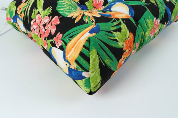 English Elm Outdoor Tufted Seat Cushions Botanical Floral Polyester Patio Dining Chair Pads with Ties Green Set of 4 T6231P529754
