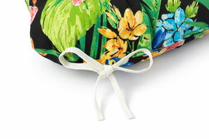 English Elm Outdoor Tufted Seat Cushions Botanical Floral Polyester Patio Dining Chair Pads with Ties Green Set of 4 T6231P529754