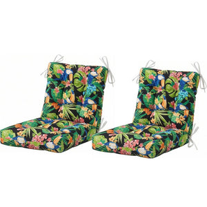 English Elm Outdoor Tufted Seat Cushions Botanical Floral Polyester Patio Dining Chair Pads with Ties Green Set of 8 T6231P529755
