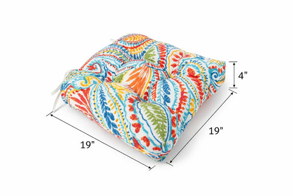 English Elm Outdoor Tufted Paisley Seat Pad Set of 8 UV Resistant Waterproof Patio Dining Cushions T6231P529757