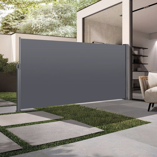 English Elm Retractable Patio Side Screen Awning UV Resistant Waterproof Outdoor Privacy Panel Gray 118 x 71 T6231P538425