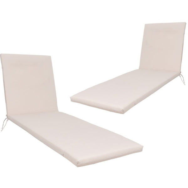 English Elm 2Pcs Outdoor Chaise Lounge Cushions UV Resistant Polyester Patio Seat Set with Tie Straps Beige T6231P574476