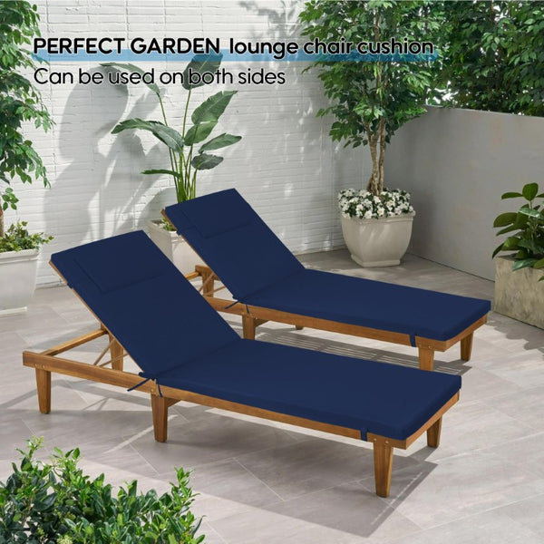 English Elm 2Pcs Outdoor Chaise Lounge Cushions UV Resistant Polyester Patio Seat Set with Tie Straps Navy Blue T6231P574478