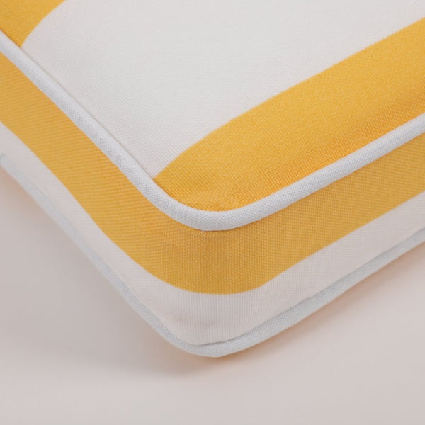 English Elm 2Pcs Outdoor Chaise Lounge Cushions UV Resistant Polyester Patio Seat Set with Tie Straps Yellow+White T6231P574485