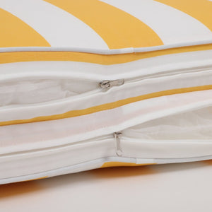 English Elm 2Pcs Outdoor Chaise Lounge Cushions UV Resistant Polyester Patio Seat Set with Tie Straps Yellow+White T6231P574485