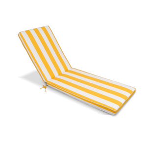 English Elm 2Pcs Outdoor Chaise Lounge Cushions UV Resistant Polyester Patio Seat Set with Tie Straps Yellow+White T6231P574485