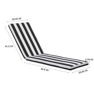English Elm 2Pcs Outdoor Chaise Lounge Cushions UV Resistant Polyester Patio Seat Set with Tie Straps Black White T6231P574488