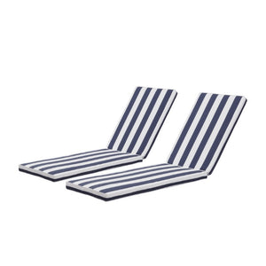English Elm Outdoor Tufted Seat Cushions Botanical Floral Polyester Patio Dining Chair Pads with Ties Blue and White Stripes Set of 2 T6231P574491