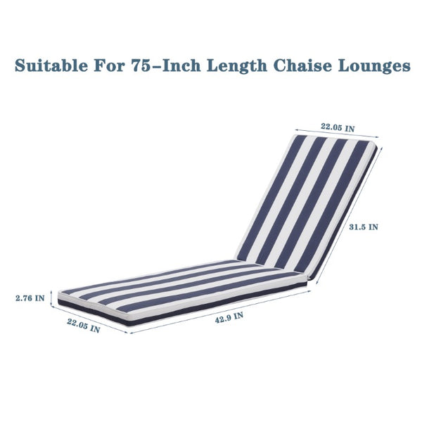 English Elm Outdoor Tufted Seat Cushions Botanical Floral Polyester Patio Dining Chair Pads with Ties Blue and White Stripes Set of 2 T6231P574491