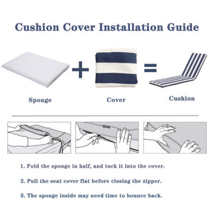 English Elm Outdoor Tufted Seat Cushions Botanical Floral Polyester Patio Dining Chair Pads with Ties Blue and White Stripes Set of 2 T6231P574491