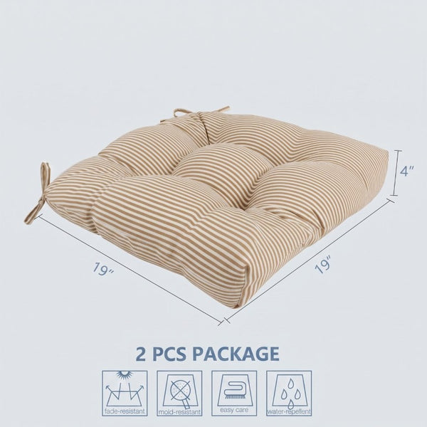 English Elm Outdoor Tufted Dining Seat Cushion Set UV Resistant Waterproof Patio Pad with Ties T6231P587908