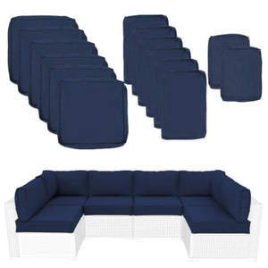 English Elm Outdoor Tufted Seat Cushions Botanical Floral Polyester Patio Dining Chair Pads with Ties Navy Blue Single T6231P589812