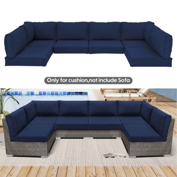 English Elm Outdoor Tufted Seat Cushions Botanical Floral Polyester Patio Dining Chair Pads with Ties Navy Blue Single T6231P589812