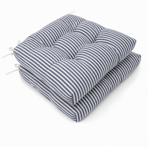 English Elm Outdoor Tufted Seat Cushion Set Waterproof Striped Patio Pads with Ties for Dining T6231P595770