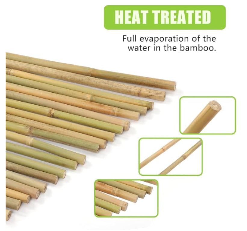 English Elm Natural Bamboo Garden Stakes 50 Pack Eco Friendly Poles for Climbing Vines and Tall Plants T6325P557673
