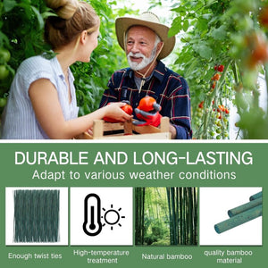 English Elm 5Ft Green Bamboo Garden Stakes 250 Pack for Climbing Vines Tomatoes and Raised Beds 6FT 120PCS T6325P563383