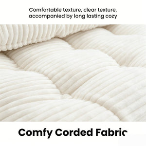 English Elm Folding Floor Sofa Bed Corded Fabric Convertible Lounge Chair for Studio Bedroom Beige T6370P553889