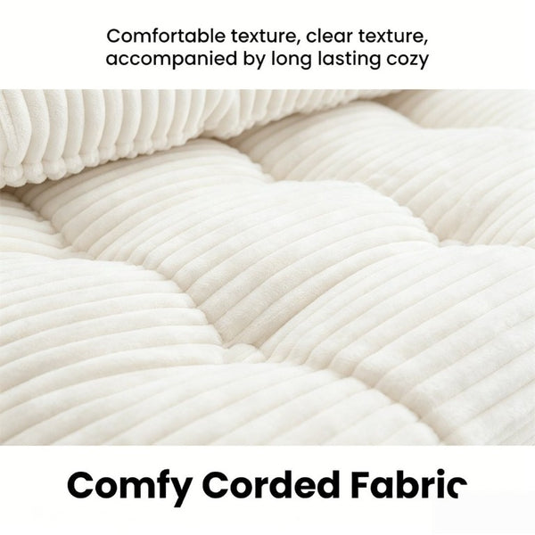 English Elm Folding Floor Sofa Bed Corded Fabric Convertible Lounge Chair for Studio Bedroom Beige T6370P553889