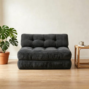 English Elm Folding Floor Sofa Bed Corded Fabric Convertible Lounge Chair for Studio Bedroom Dark Grey T6370P553891