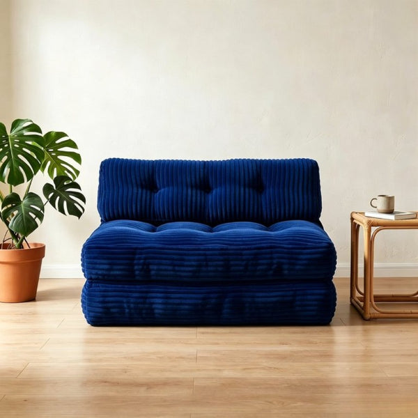 English Elm Folding Floor Sofa Bed Corded Fabric Convertible Lounge Chair for Studio Bedroom Navy T6370P553892