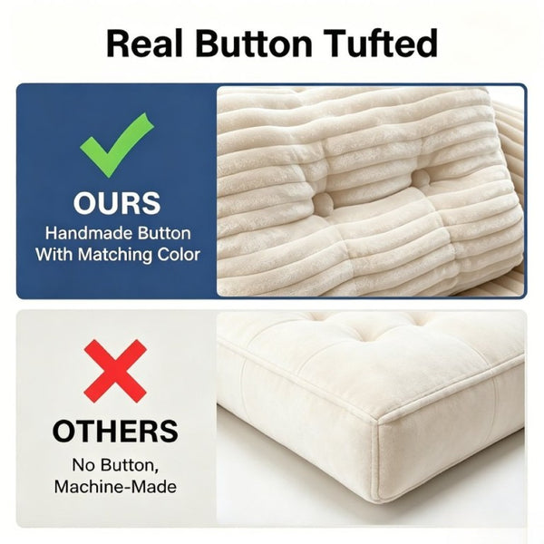 English Elm Boneless Corduroy Floor Sofa Convertible Lounge Chair Sleeper for Apartment Living Beige T6370P553893