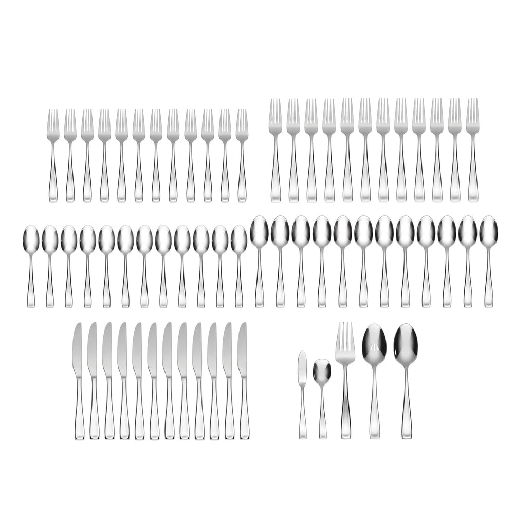 Lenox Moda 65 Piece 18/10 Stainless Steel Flatware Set Mirror Polish Serves 12 T711065DL20