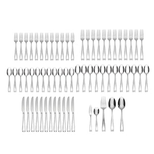 Lenox Moda 65 Piece 18/10 Stainless Steel Flatware Set Mirror Polish Serves 12 T711065DL20