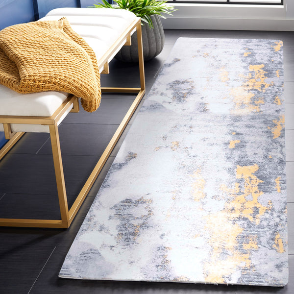 Safavieh Tacoma Premium Polyester Area Rug - Stylish, Machine Washable, And Slip Resistant For Home Decor Grey ,Gold Polyester Pile Tac803f-4sq