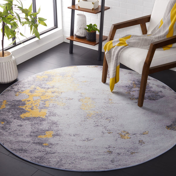 Safavieh Tacoma Premium Polyester Area Rug - Stylish, Machine Washable, And Slip Resistant For Home Decor Grey ,Gold Polyester Pile Tac803f-4sq