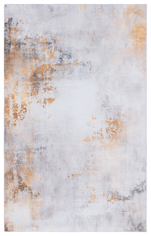 Safavieh Tacoma Modern Grey & Gold Abstract Area Rug — Low-Profile Machine-Washable Polyester, Slip-Resistant 4'-0" x 4'-0" TAC805F-4SQ