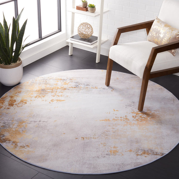 Safavieh Tacoma Contemporary Grey Gold Abstract Area Rug — Machine Washable, Slip-Resistant, Durable Style 8'-0" x 8'-0" TAC805F-8R