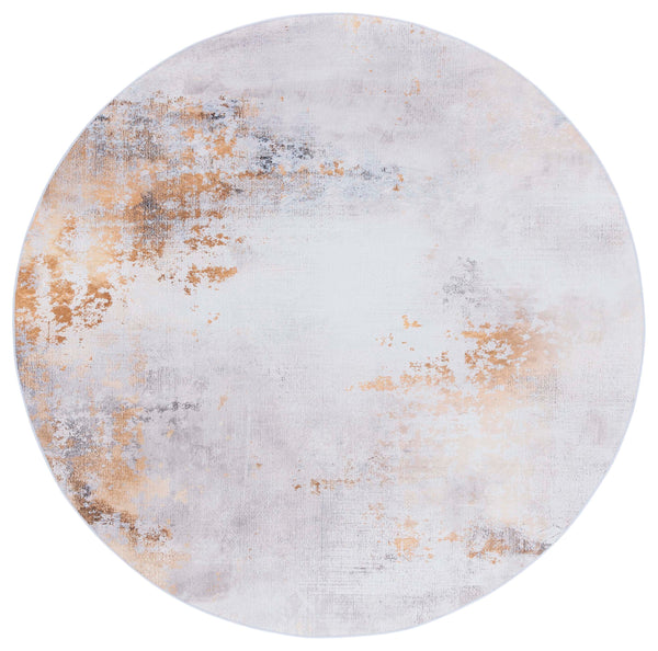Safavieh Tacoma Modern Grey & Gold Abstract Area Rug — Low-Profile Machine-Washable Polyester, Slip-Resistant 4'-0" x 4'-0" TAC805F-4SQ