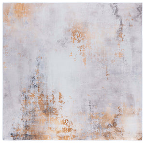 Safavieh Tacoma Modern Grey & Gold Abstract Area Rug — Low-Profile Machine-Washable Polyester, Slip-Resistant 4'-0" x 4'-0" TAC805F-4SQ